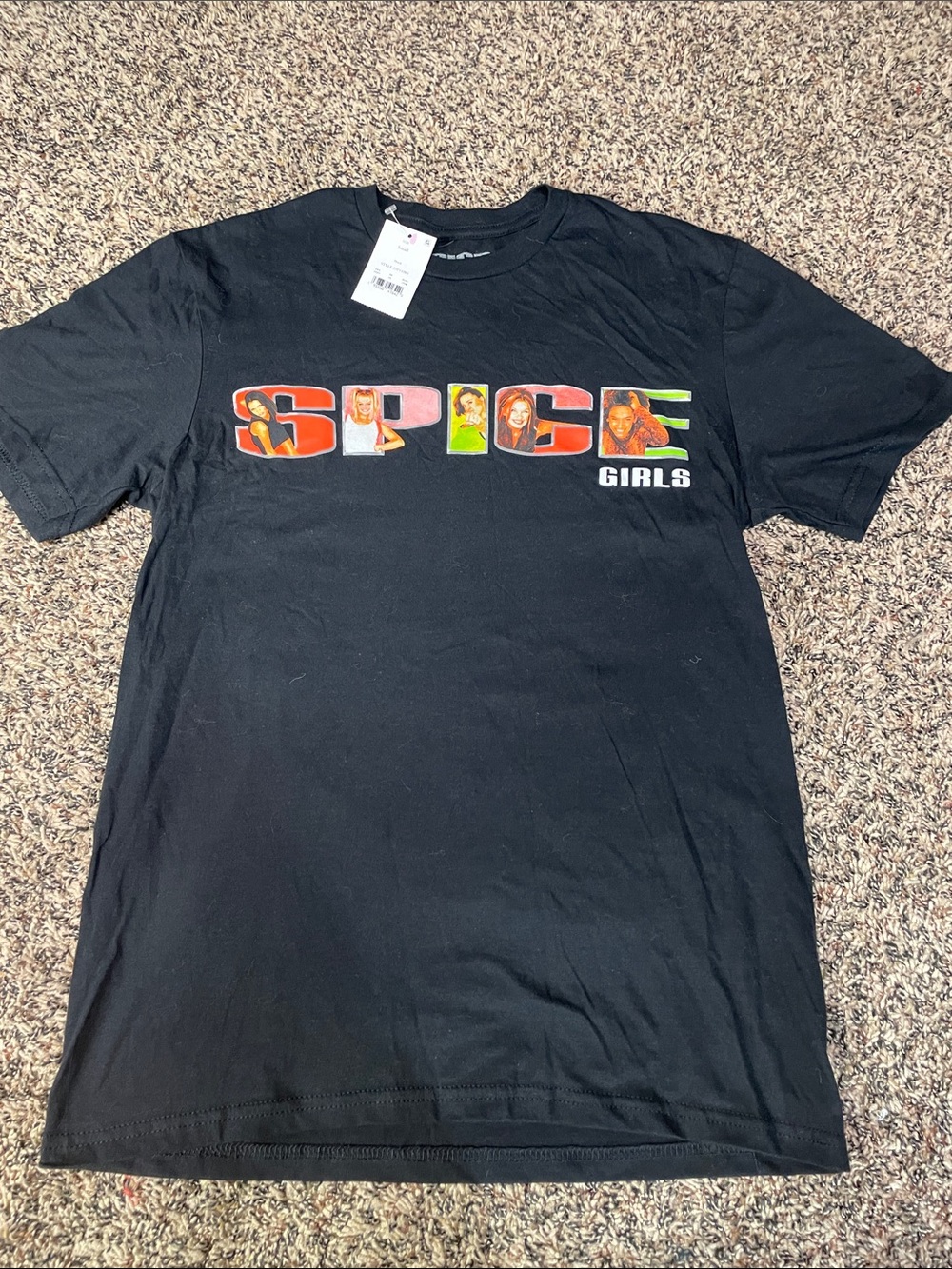 Spice Girls Vintage Y2K Unisex Black Graphic Logo T-Shirt Small NWT